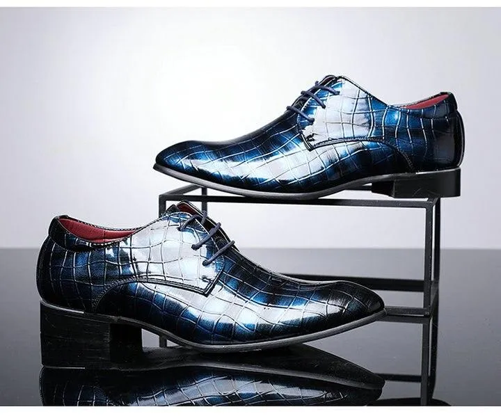 Wedding Shoes Dress shoes Patent leather men's business pointed toe shoes Men Oxfords Lace-Up