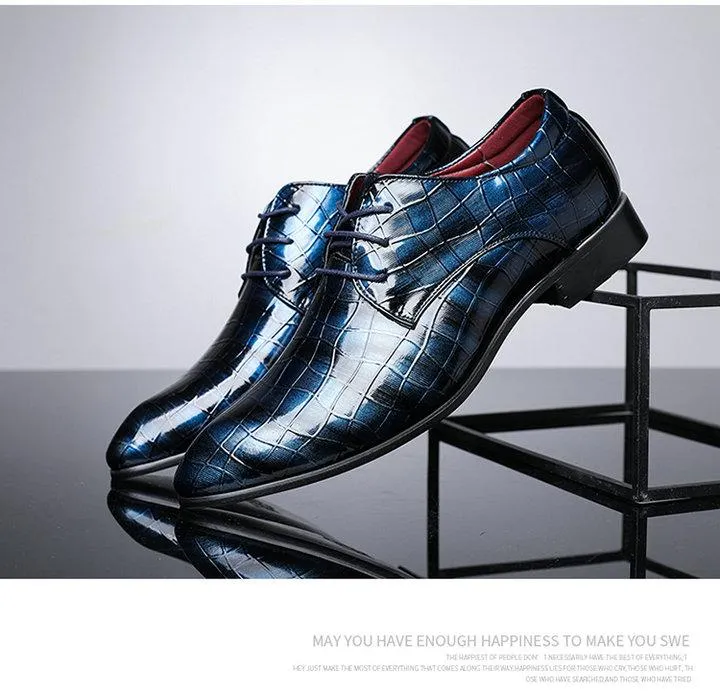 Wedding Shoes Dress shoes Patent leather men's business pointed toe shoes Men Oxfords Lace-Up