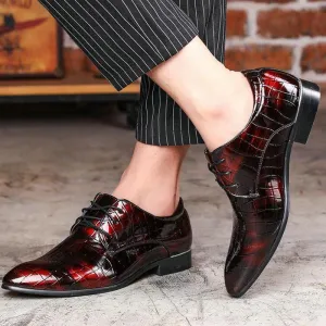 Wedding Shoes Dress shoes Patent leather men's business pointed toe shoes Men Oxfords Lace-Up