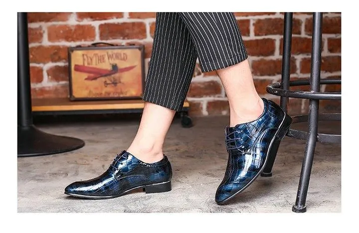 Wedding Shoes Dress shoes Patent leather men's business pointed toe shoes Men Oxfords Lace-Up