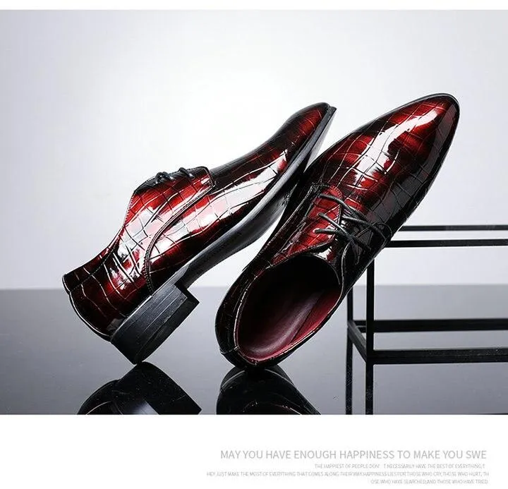 Wedding Shoes Dress shoes Patent leather men's business pointed toe shoes Men Oxfords Lace-Up