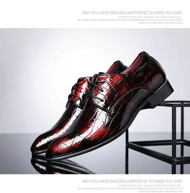 Wedding Shoes Dress shoes Patent leather men's business pointed toe shoes Men Oxfords Lace-Up