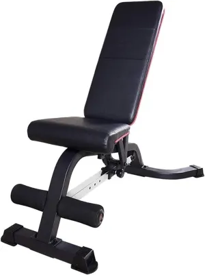 Weight Bench Adjustable/Foldable Workout Bench Flat/Incline/Decline Utility Weight Bench Press Exercise Equipment Sit Up Bench with Leg Extension for Home Gym Fitness Studio Black Red