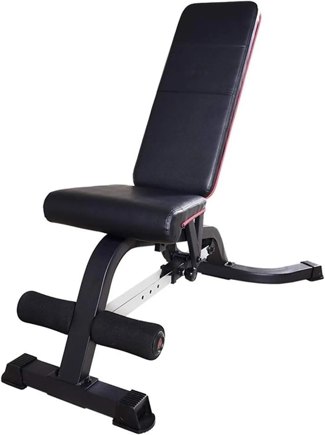 Weight Bench Adjustable/Foldable Workout Bench Flat/Incline/Decline Utility Weight Bench Press Exercise Equipment Sit Up Bench with Leg Extension for Home Gym Fitness Studio Black Red