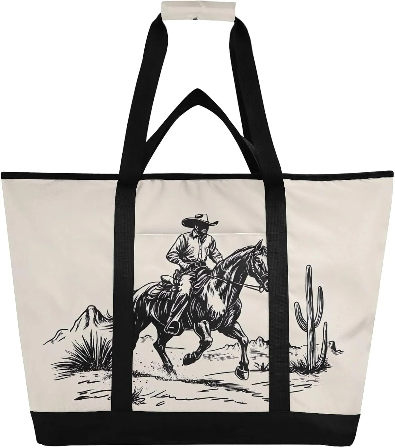 Western Cowboy Reusable Insulated Lunchbox Cooler Bag, Leakproof Kitchen Grocery Bag Collapsible Portable Cooler Tote Bag for Picnic, Camping, Office, Travel