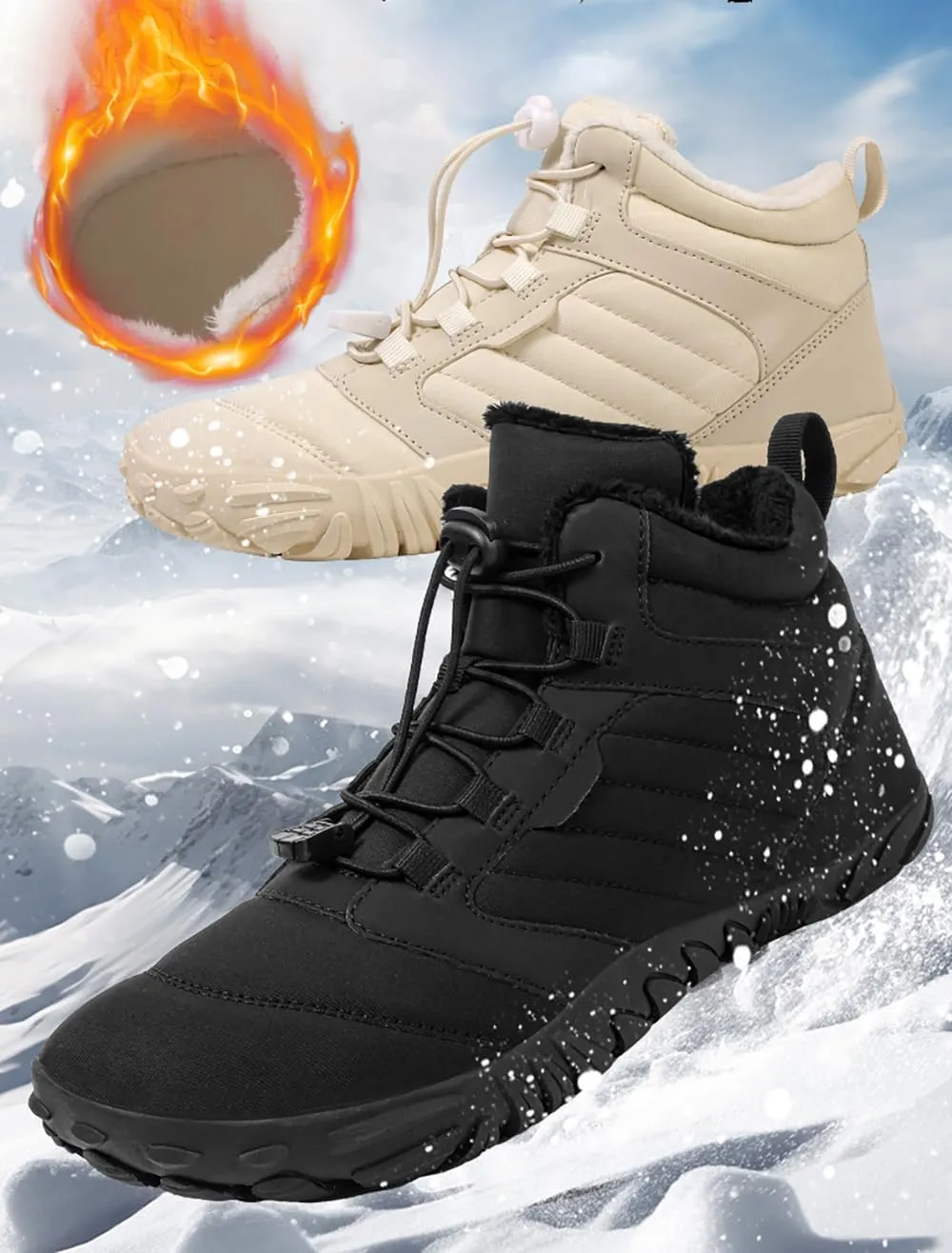 Winter Hike Walking Barefoot Footwear Womens Men Barefoot Boots Autumn Winter Waterproof Wide Toe Barefoot Shoes