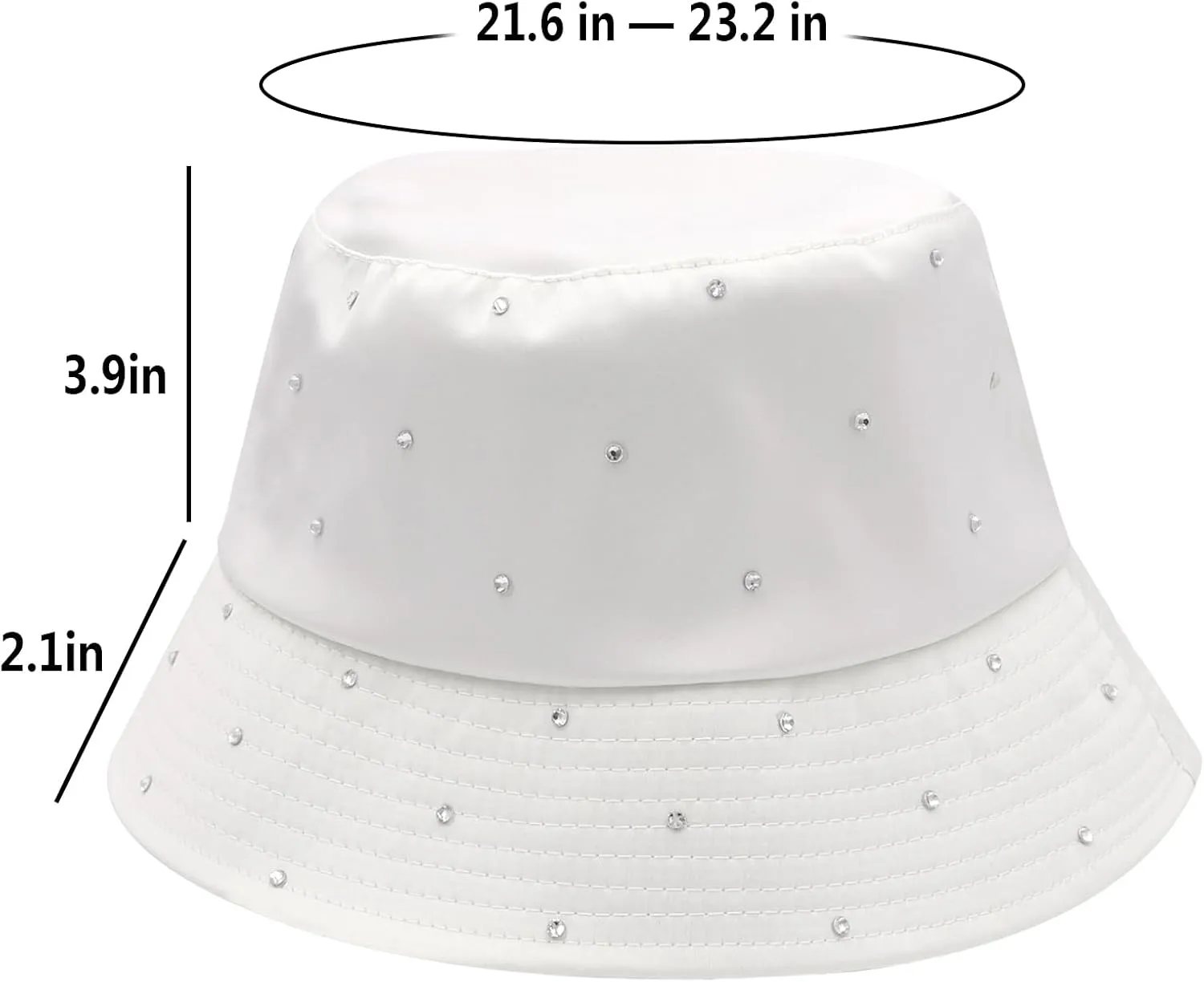 Women Bling Bucket Hat Silky Satin Shiny Rhinestone Bucket Sun Hat Packable Summer Outdoor Fishing Caps for Travel Beach