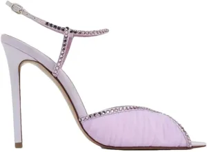 Women Crystal Peep Toe Ankle Buckle Strap Sandals Sexy Pointed Toe Oversize Fashion Modern Shoes Thin Heels