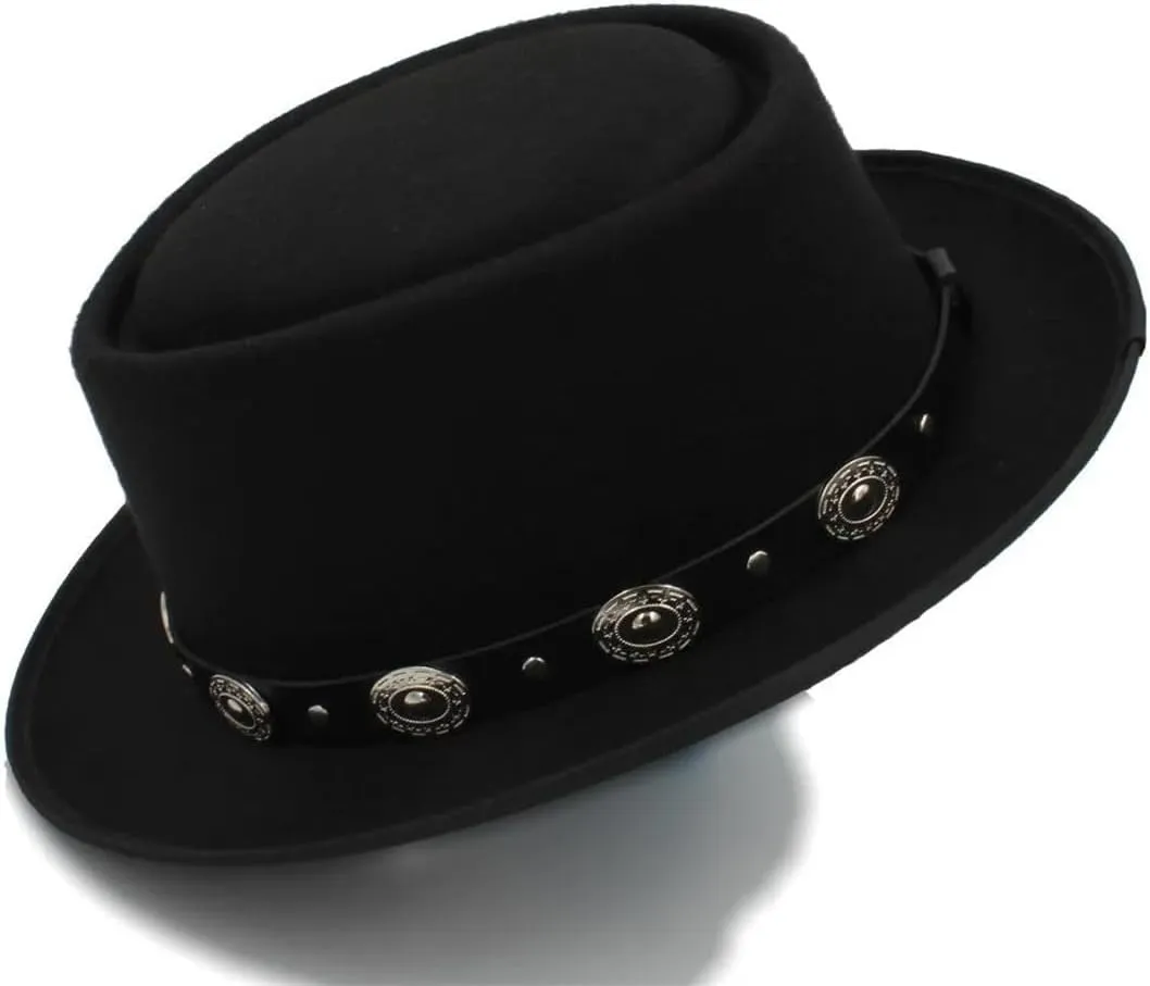 Women Men Hat Wool Flat Fedora Hat For Lady Gentleman Boater Trilby Hat Hat Size 58CM