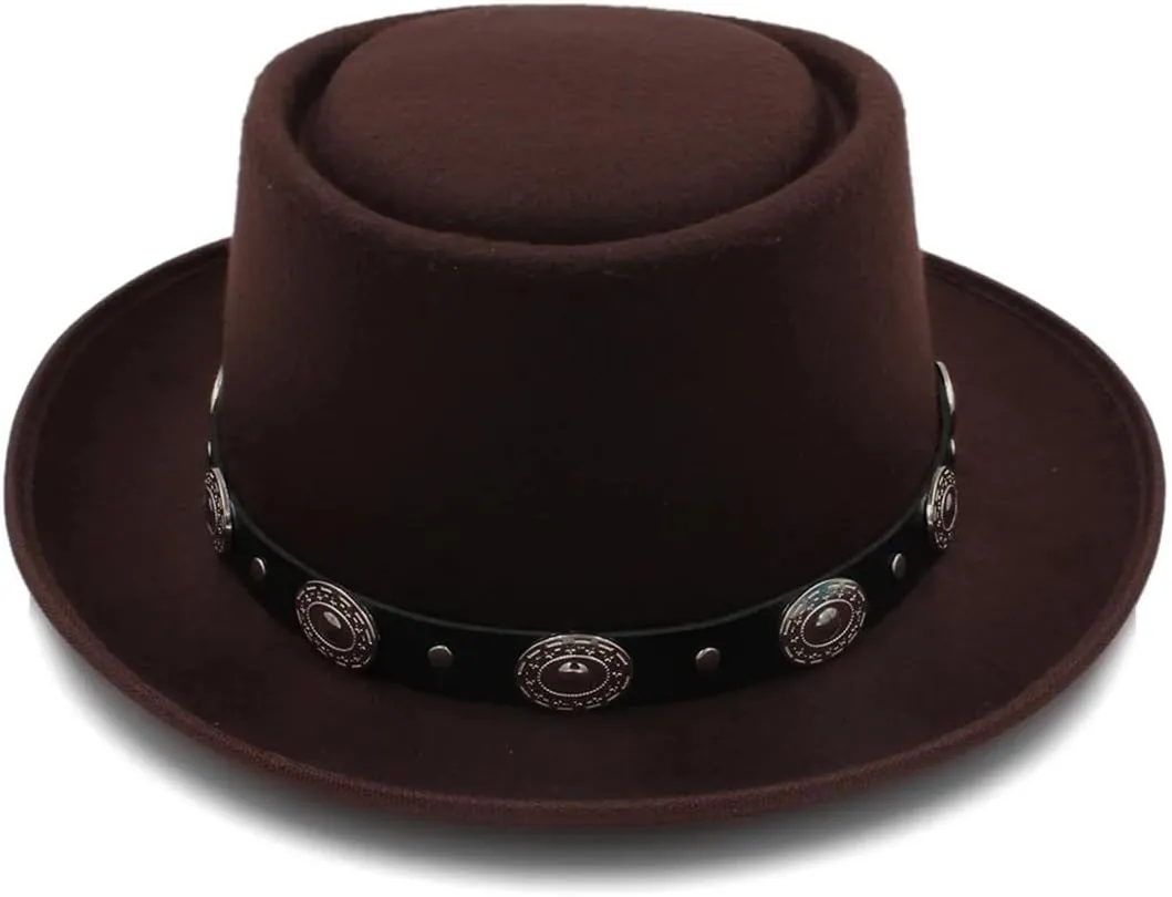 Women Men Hat Wool Flat Fedora Hat For Lady Gentleman Boater Trilby Hat Hat Size 58CM