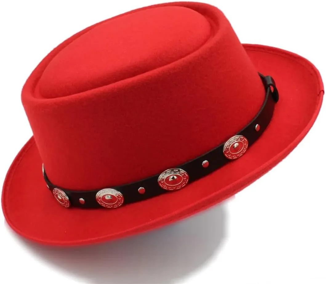 Women Men Hat Wool Flat Fedora Hat For Lady Gentleman Boater Trilby Hat Hat Size 58CM