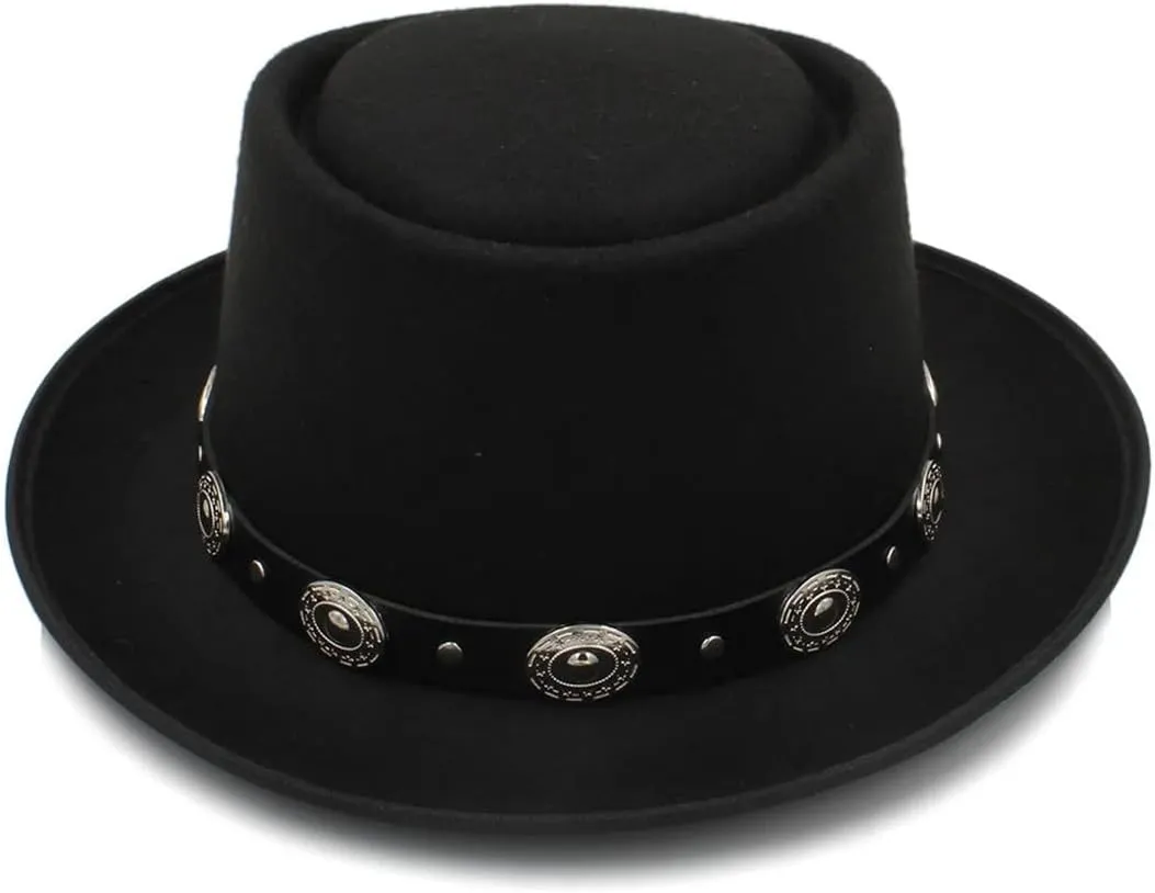 Women Men Hat Wool Flat Fedora Hat For Lady Gentleman Boater Trilby Hat Hat Size 58CM