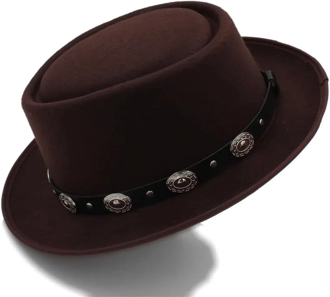 Women Men Hat Wool Flat Fedora Hat For Lady Gentleman Boater Trilby Hat Hat Size 58CM