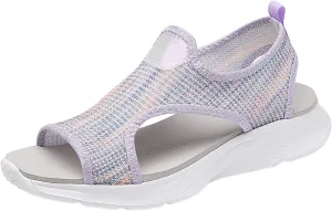 Women Mesh Beach Slip On Sport Casual Open Toe Flat Soft Bottom Breathable Shoes Sandals Women Comfortable