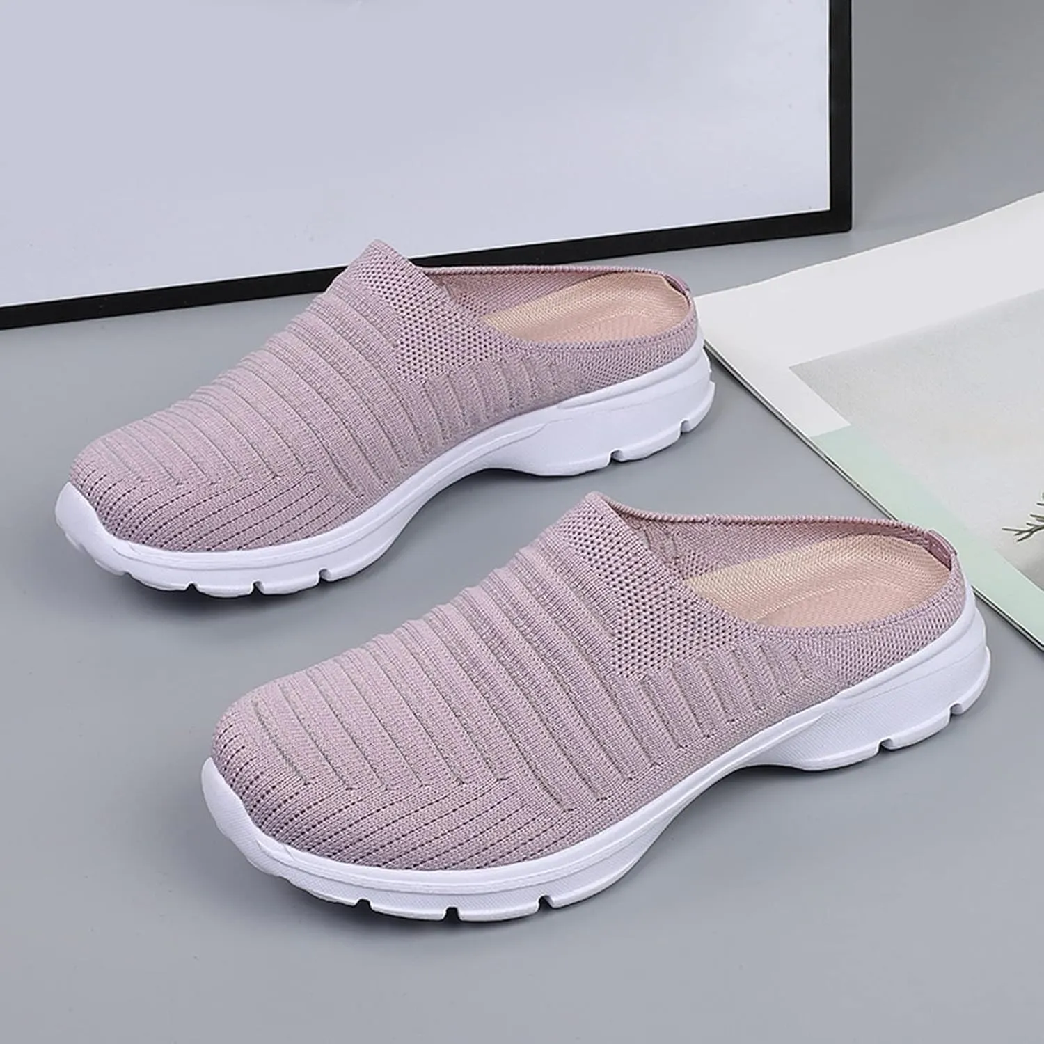 Women's Backless Slip on Mesh Sneakers Shoes Running Shoes for Men High Top Women's Shoes Casual Women Shoes Sneakers Red Tennis Shoe Loafers Dress Shoe