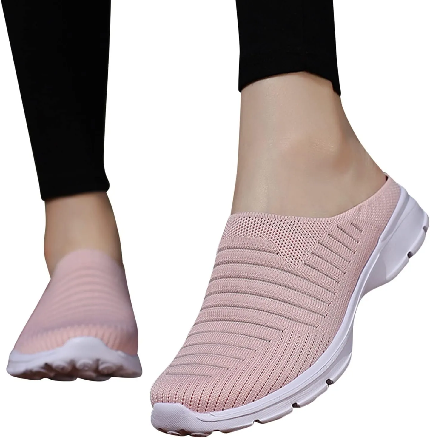Women's Backless Slip on Mesh Sneakers Shoes Womens Tennis Shoes Loafers Black Casual Shoes Women's Fashion Sneakers Brown Tennis Shoe Loafers Shoe