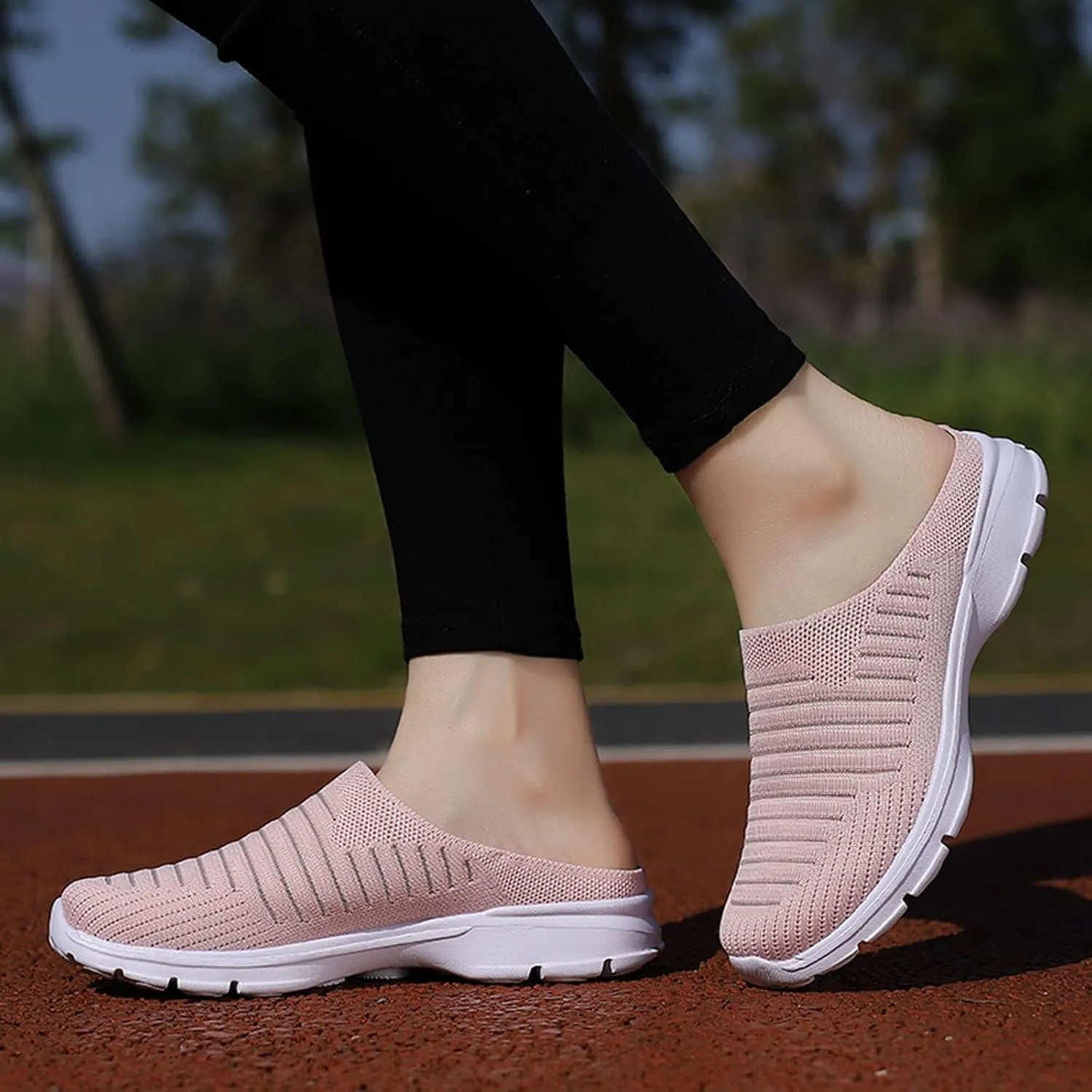 Women's Backless Slip on Mesh Sneakers Shoes Womens Tennis Shoes Loafers Black Casual Shoes Women's Fashion Sneakers Brown Tennis Shoe Loafers Shoe