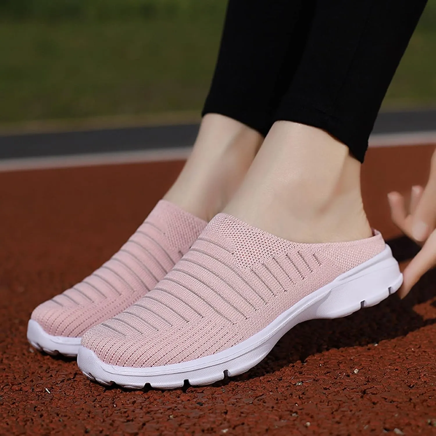 Women's Backless Slip on Mesh Sneakers Shoes Womens Tennis Shoes Loafers Black Casual Shoes Women's Fashion Sneakers Brown Tennis Shoe Loafers Shoe