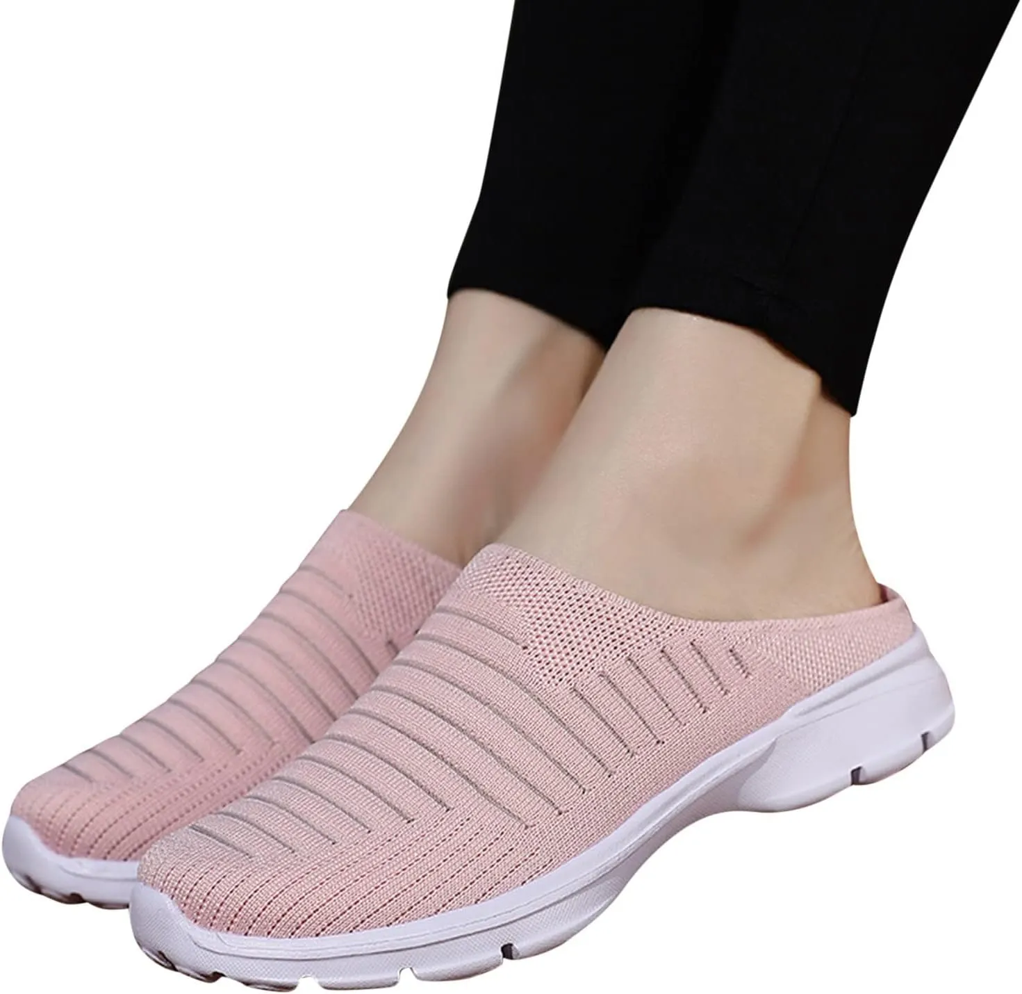 Women's Backless Slip on Mesh Sneakers Shoes Womens Tennis Shoes Loafers Black Casual Shoes Women's Fashion Sneakers Brown Tennis Shoe Loafers Shoe