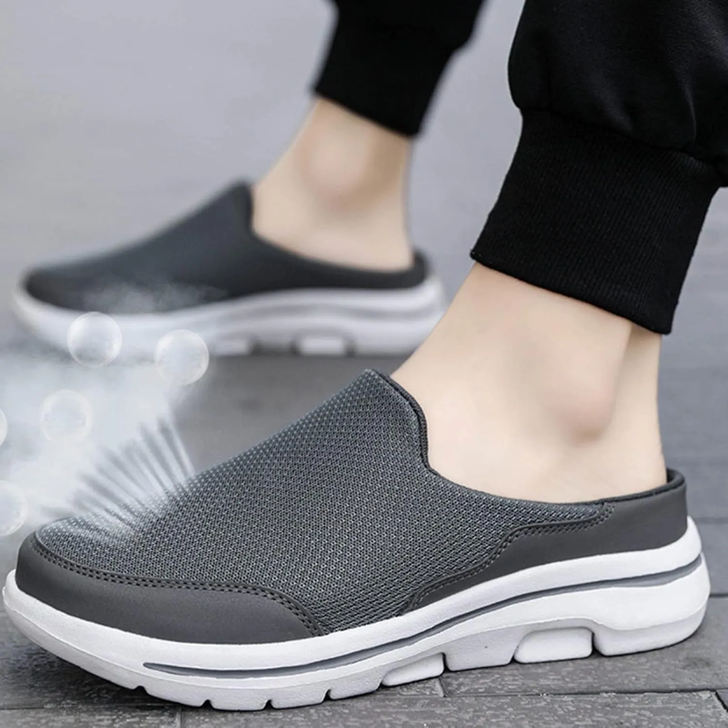 Womens Breathable Mesh Walking Mules Sneakers Non Slip Work Shoes Women Cute Casual Black Shoes White Platform Sneakers Tennis Shoe Loafers Shoe