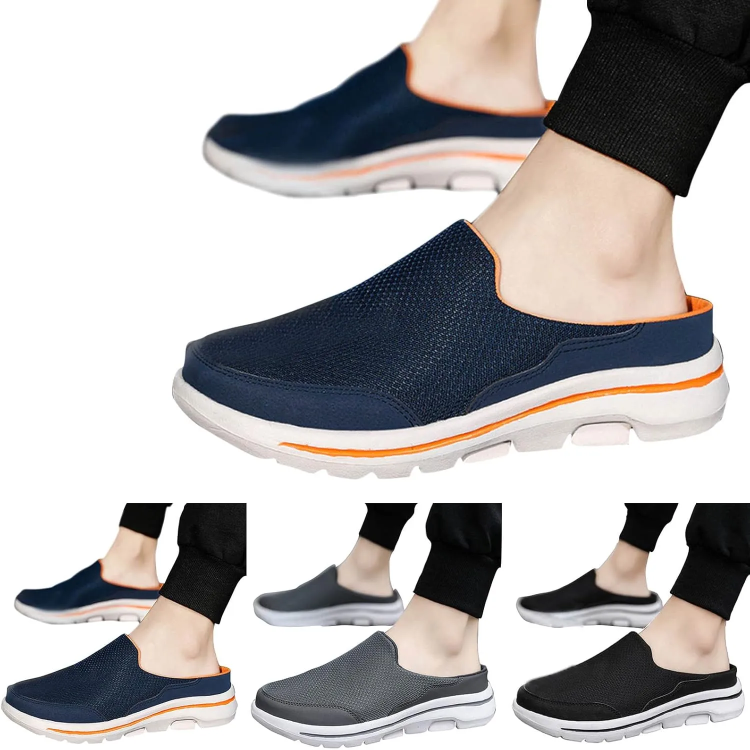 Womens Breathable Mesh Walking Mules Sneakers Non Slip Work Shoes Women Cute Casual Black Shoes White Platform Sneakers Tennis Shoe Loafers Shoe