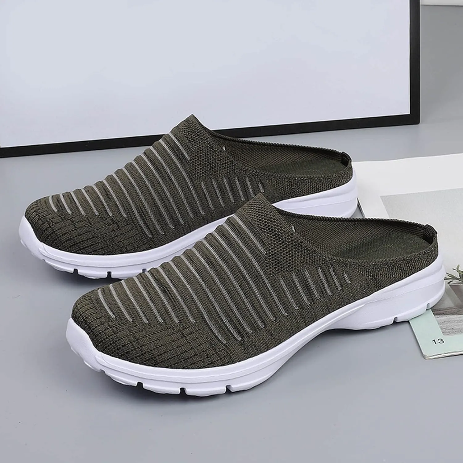 Womens Breathable Mesh Walking Mules Sneakers Tennis Shoes Men Food Service Shoes Dressy Casual Waterproof Sneakers Steel Toe Tennis Shoe Cross Trainer Shoe