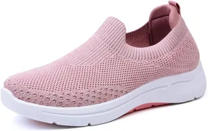 Women's Casual Lightweight Breathable Soft Sole Flat Sneakers – Stylish Knitted Athletic Shoes