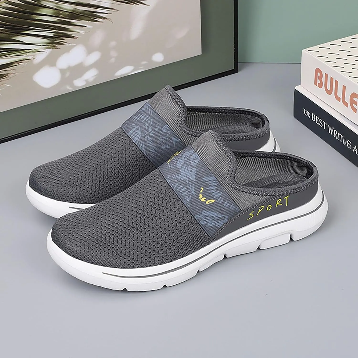 Women's Casual Slip on Half Shoes Breathable Running Shoes for Women Mesh Breathable Casual Dress Shoes White Platform Sneakers White Tennis Shoe Casual Loafers
