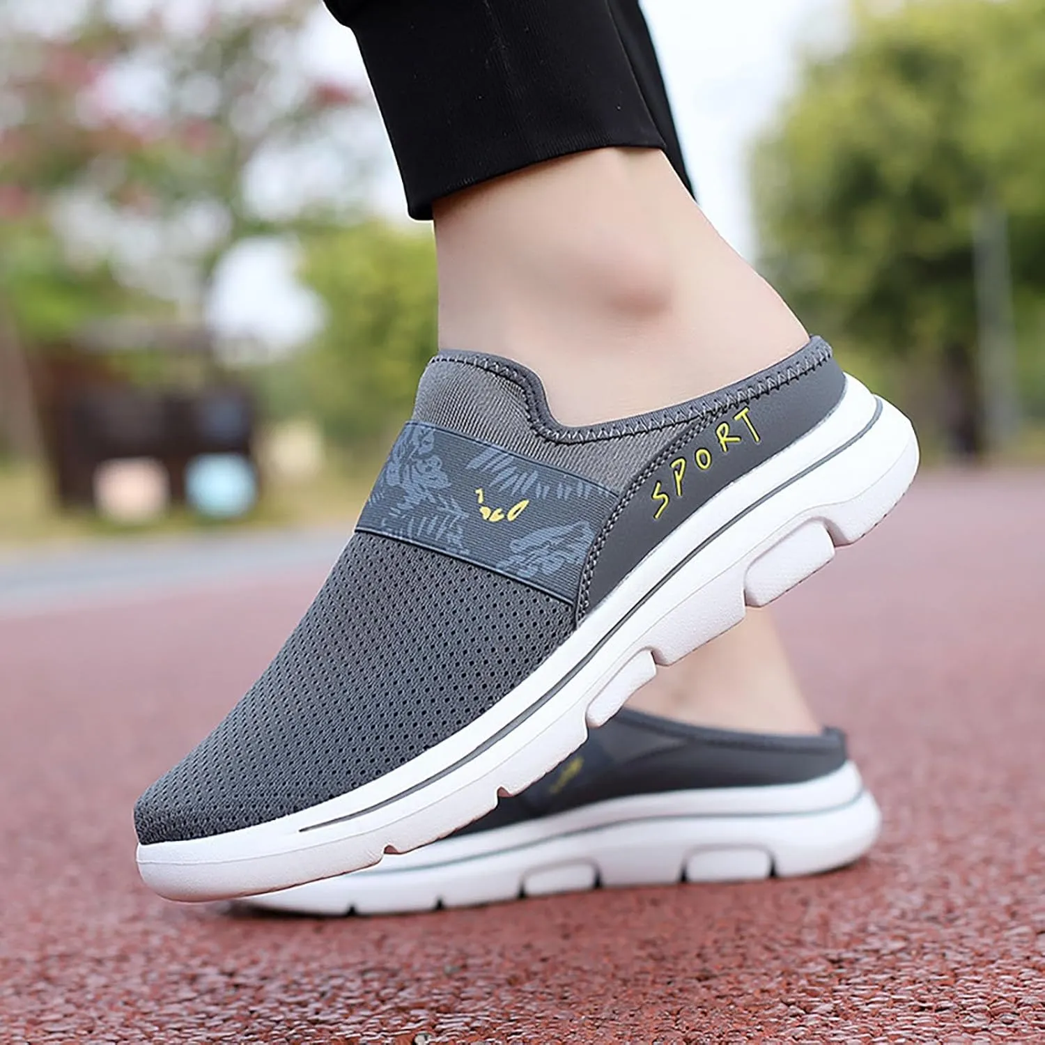 Women's Casual Slip on Half Shoes Breathable Running Shoes for Women Mesh Breathable Casual Dress Shoes White Platform Sneakers White Tennis Shoe Casual Loafers