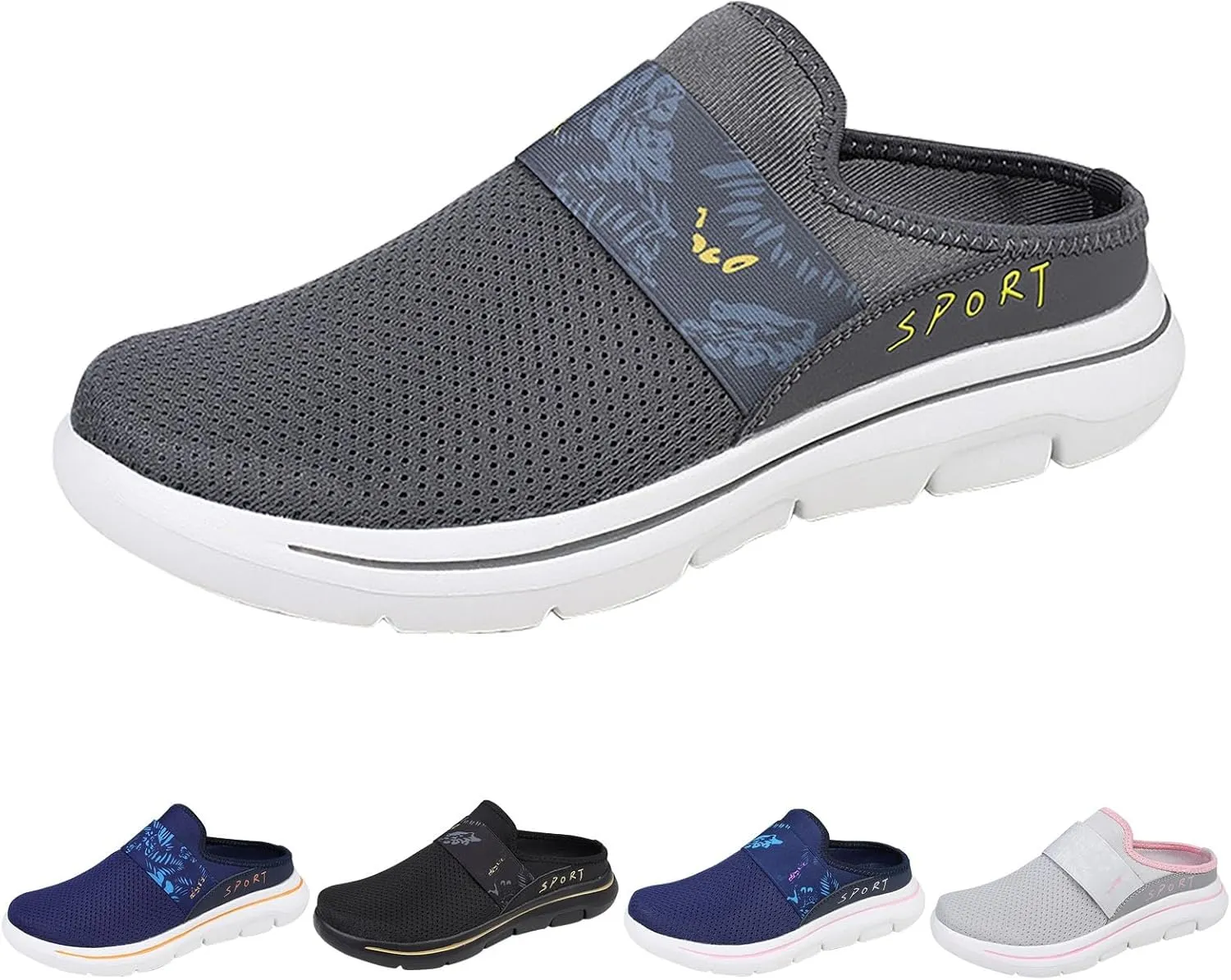 Women's Casual Slip on Half Shoes Breathable Running Shoes for Women Mesh Breathable Casual Dress Shoes White Platform Sneakers White Tennis Shoe Casual Loafers