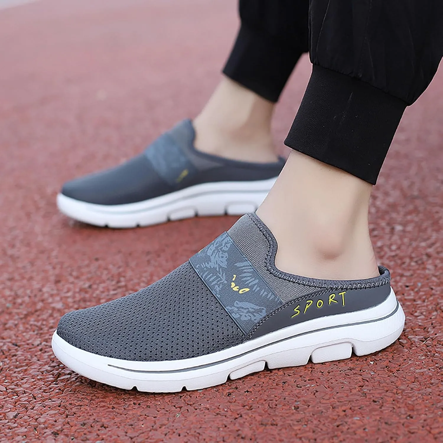 Women's Casual Slip on Half Shoes Breathable Running Shoes for Women Mesh Breathable Casual Dress Shoes White Platform Sneakers White Tennis Shoe Casual Loafers