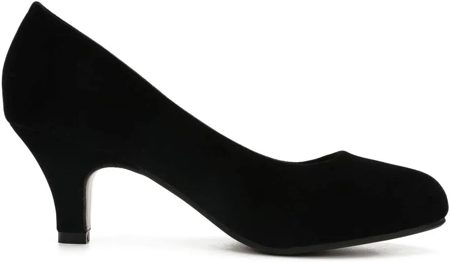 Women's Classic Round Toe Pump Kitten Low Heel Shoes