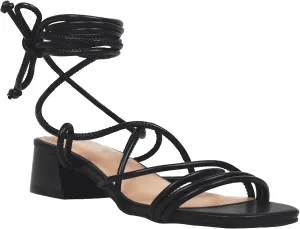 Women's Cross Lace Up Chunky Heels Sandals, Strappy Gladiator Low Block Pump Sandals