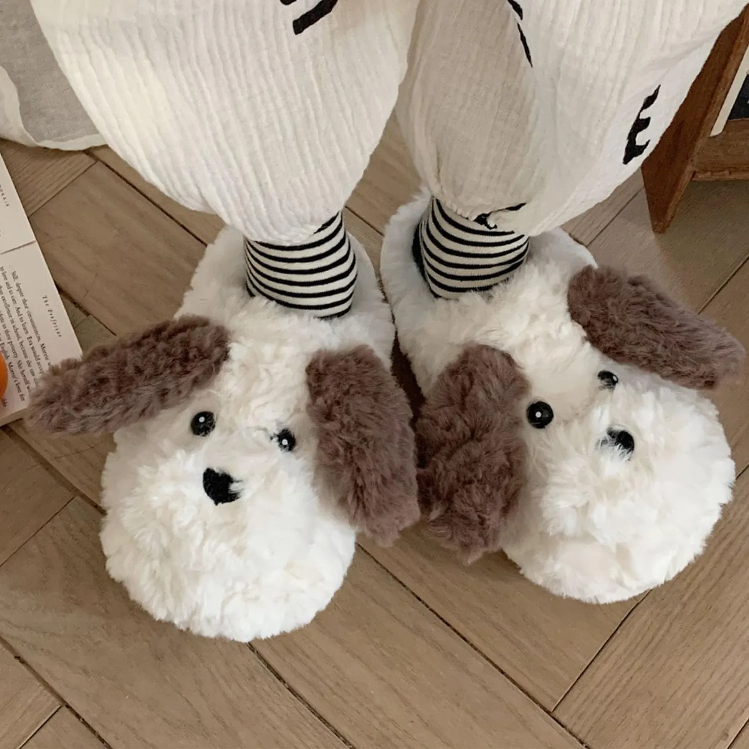 Women's Cute Animal Slippers Warm Memory Foam Animal Home Shoes Soft Fleece Plush House Slippers Indoor Outdoor