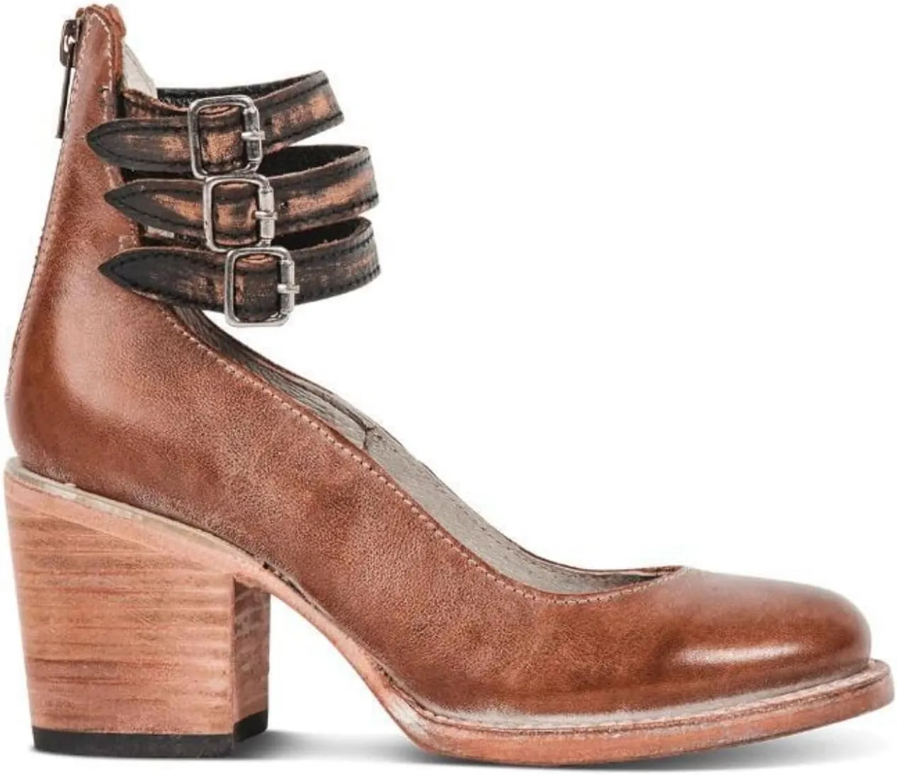 Women's Fashion Chunky Heel Block Ankle Strap Buckle Mary Jane Shoes Round Closed Toe Back Zipper Wedding Party Dress Pumps