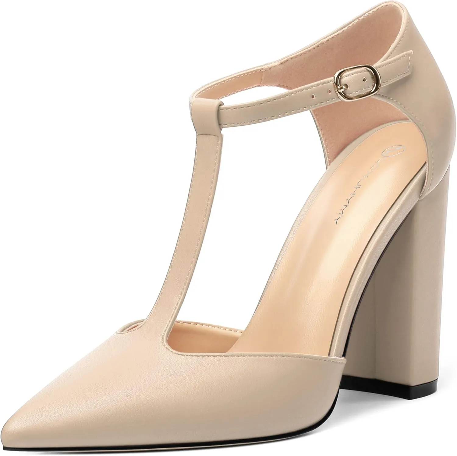 Women's High Heel Pumps, Simple Classic T-Strap Pointed Toe Dress Shoes,Party Dress Sandals3.9