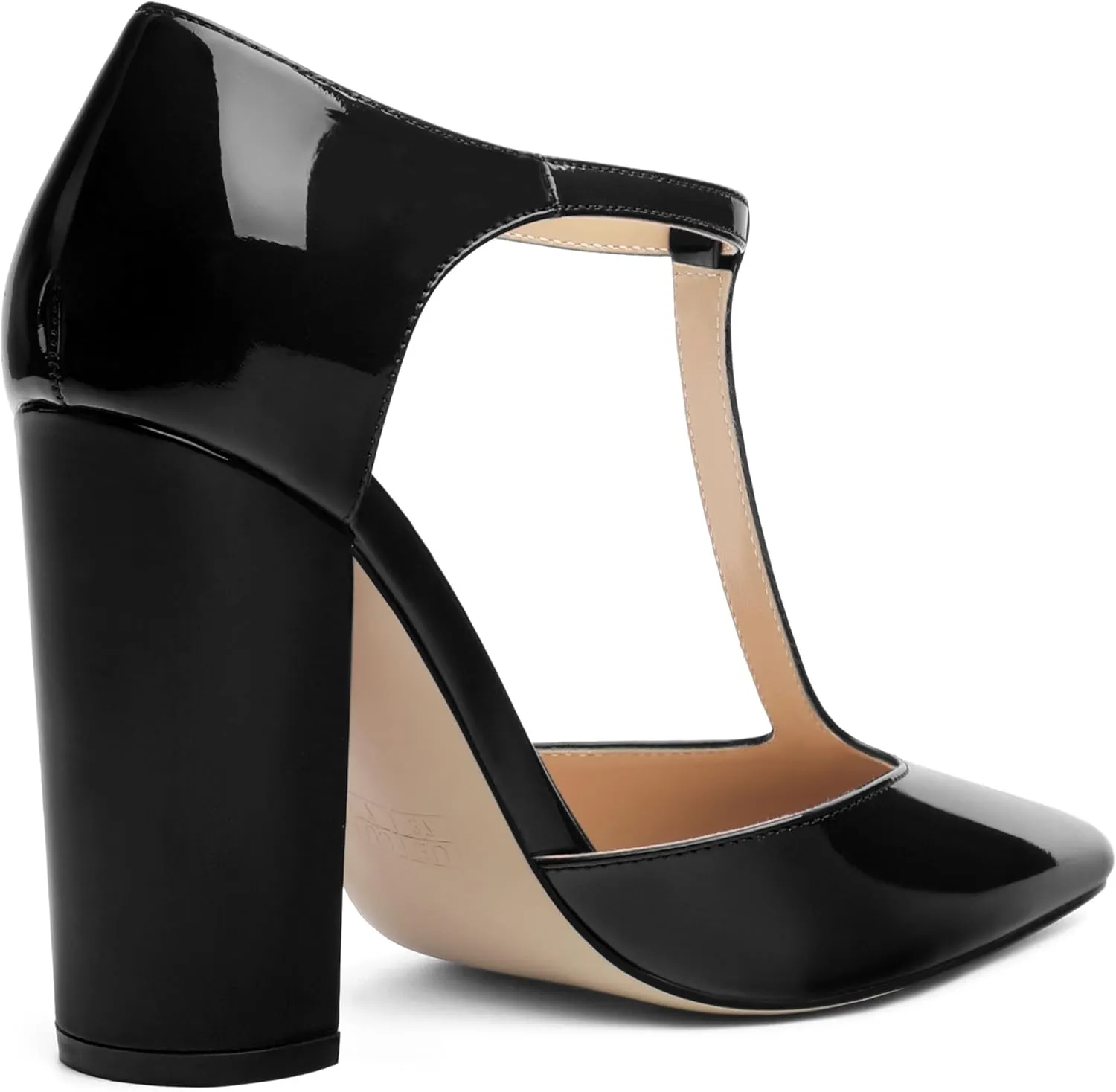 Women's High Heel Pumps, Simple Classic T-Strap Pointed Toe Dress Shoes,Party Dress Sandals3.9