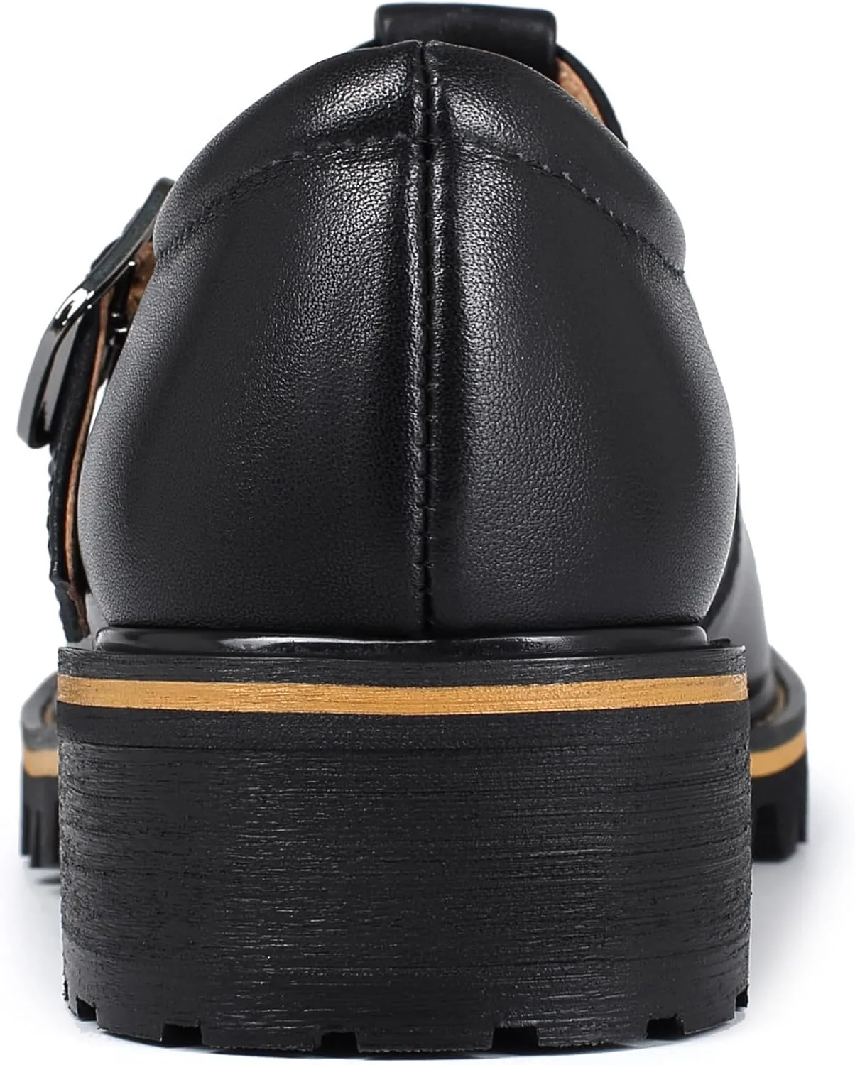 Women's Leather Oxford Mary Janes Shoes Flats Chunky Low Heels Platform Sewing Retro Classics Round Toe Ankle Strap