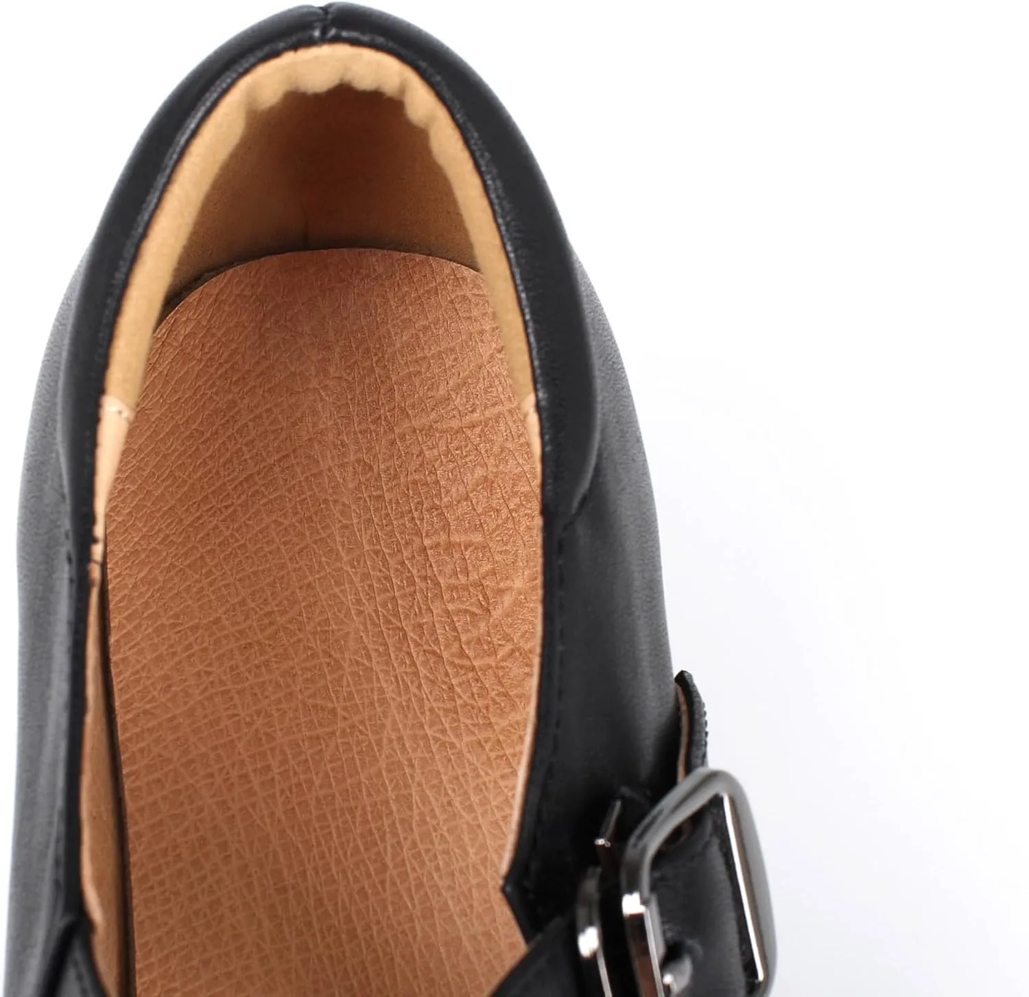 Women's Leather Oxford Mary Janes Shoes Flats Chunky Low Heels Platform Sewing Retro Classics Round Toe Ankle Strap
