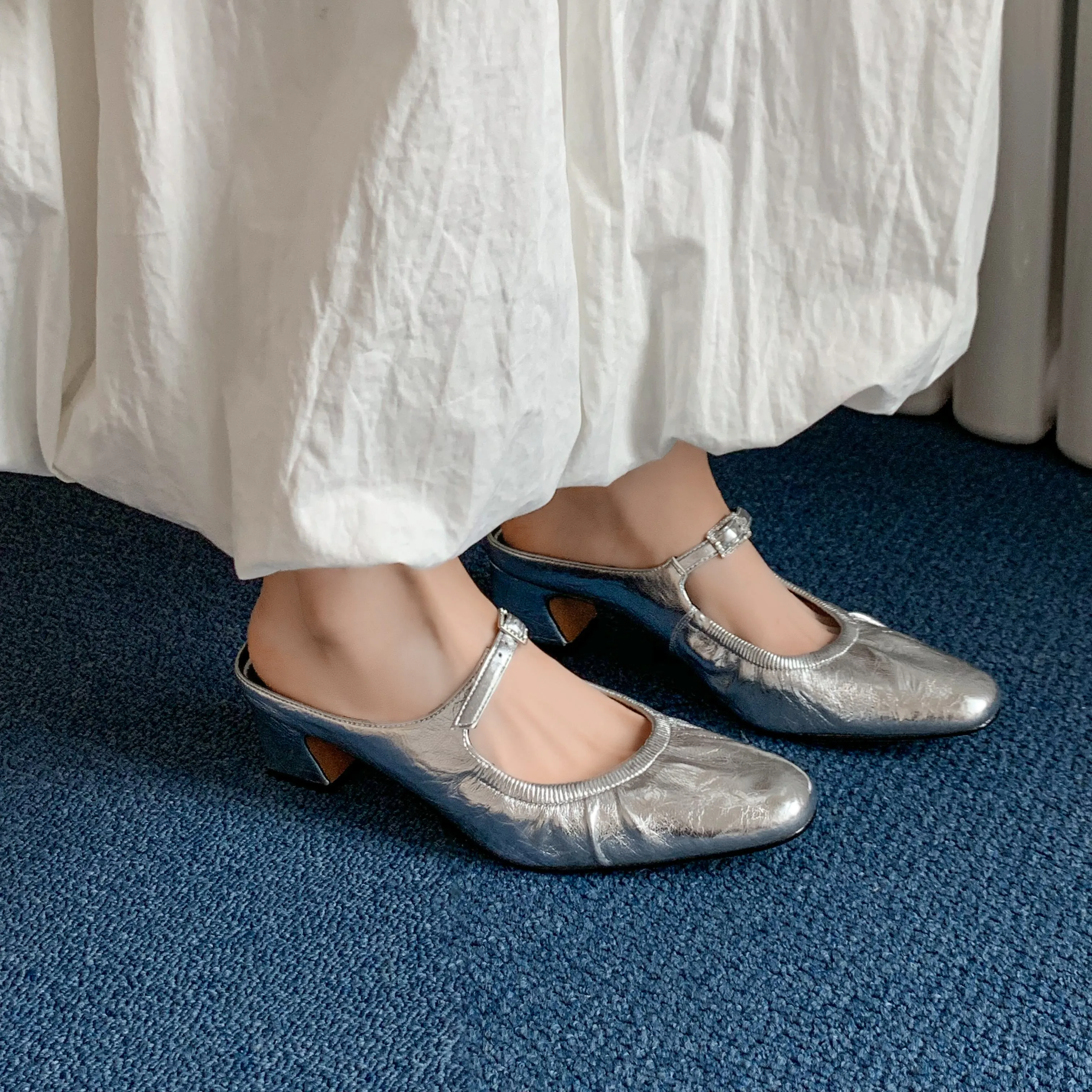Women's Leather Pointed-toe Mules for Office Mid-heeled Stylish Sandals