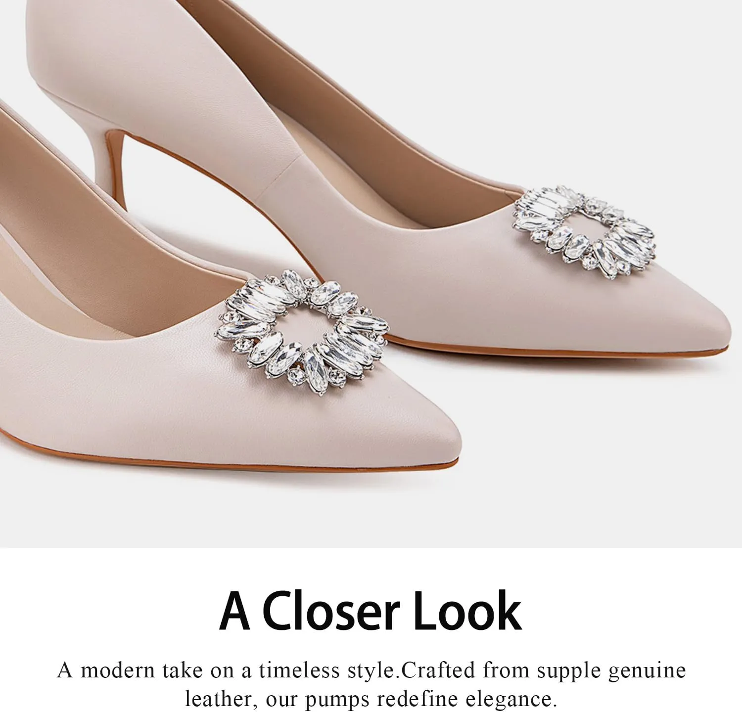 Women's Low Heels Pump Genuine Leather Kitten Heel 2.3 inch Pointy Toe Daily Pumps