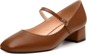 Women's Mary Jane Pumps With Low Block Heel and Square Toe - 1.3" Daily Shoes
