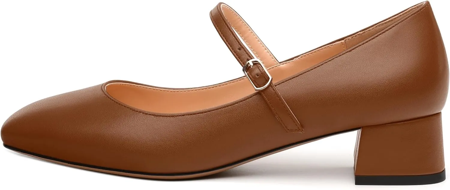 Women's Mary Jane Pumps With Low Block Heel and Square Toe - 1.3" Daily Shoes
