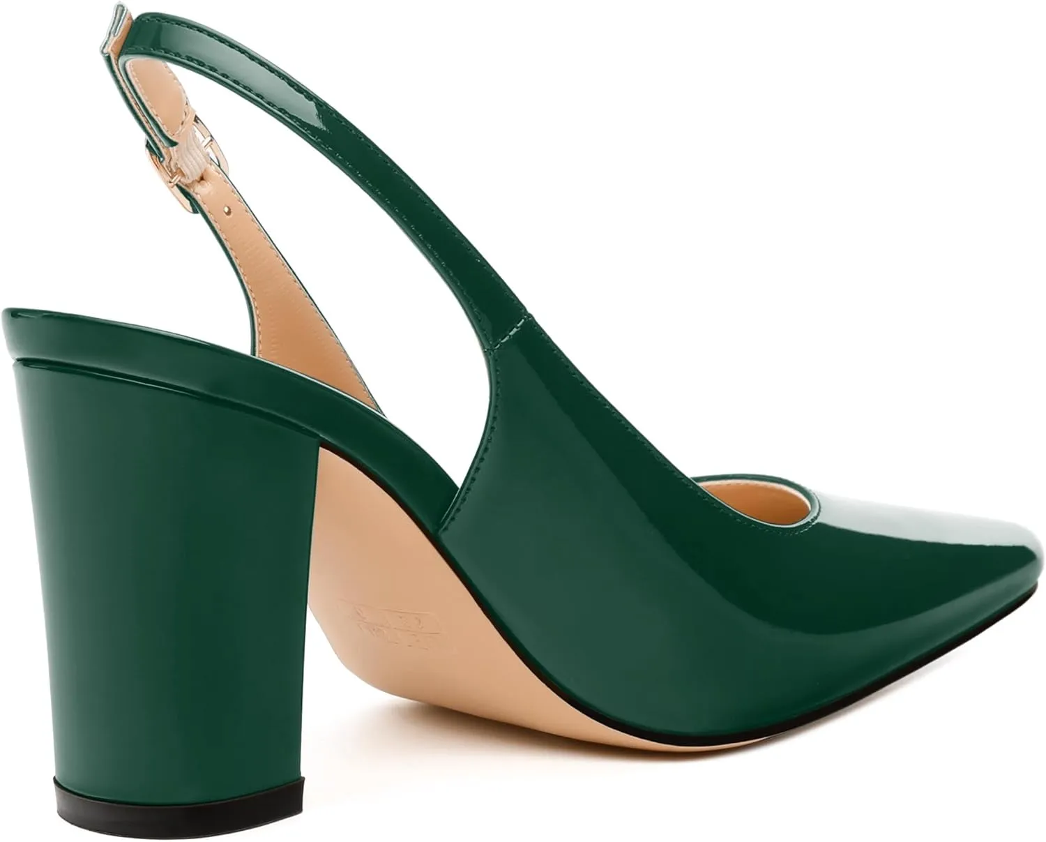 Women's Pumps, Pointed Toe High Heels, Slingback with Buckle, Fashion Solid Patent Pumps for Working Partying Wedding