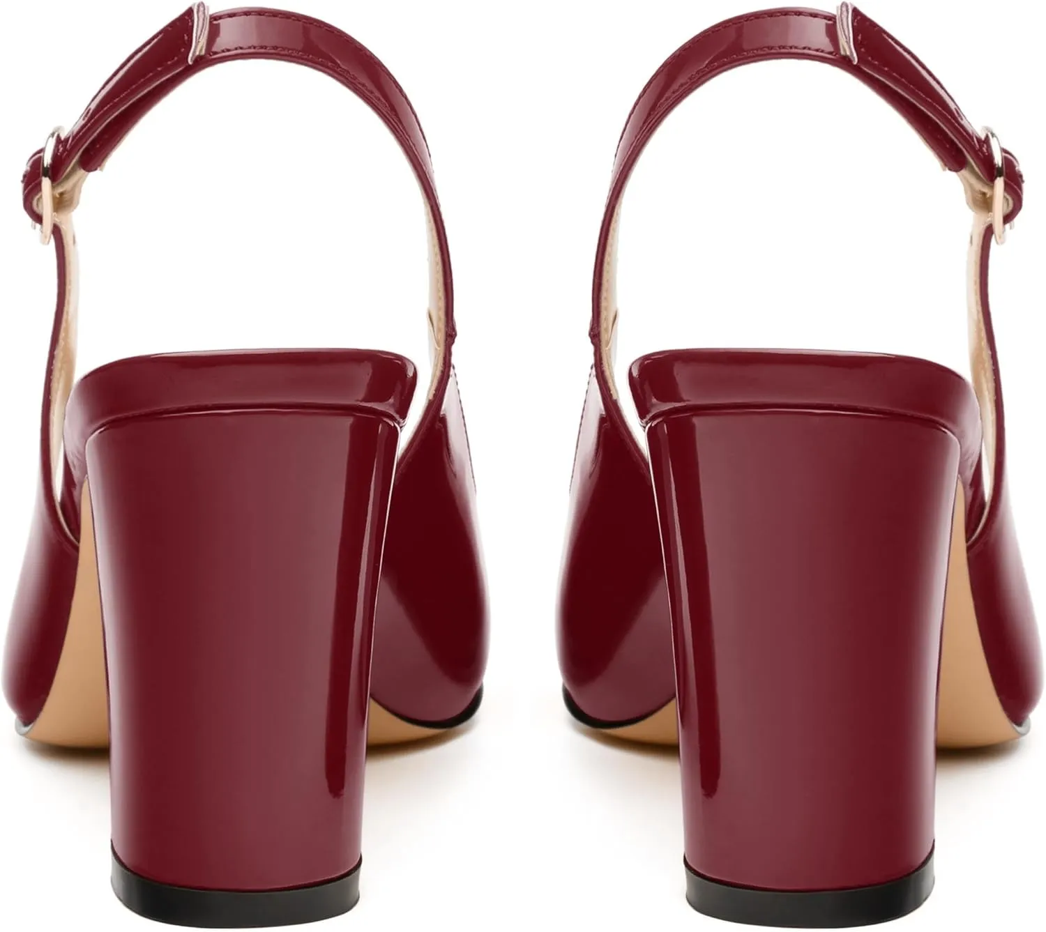 Women's Pumps, Pointed Toe High Heels, Slingback with Buckle, Fashion Solid Patent Pumps for Working Partying Wedding
