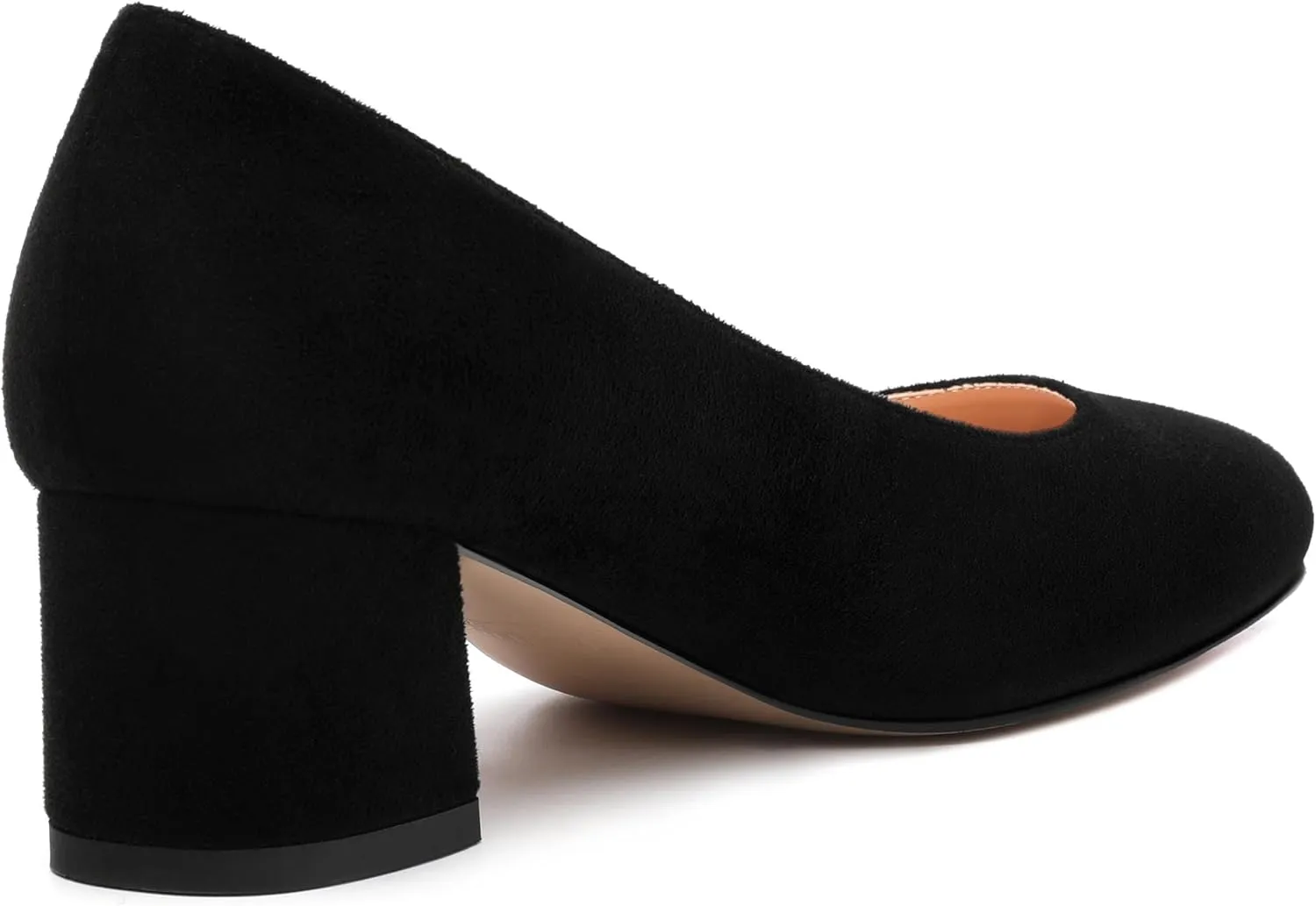 Women's Pumps, Round Closed Toe Low Chunky Heels, Fashion Slip On Comfort Solid Faux Suede Pump Shoes for Women