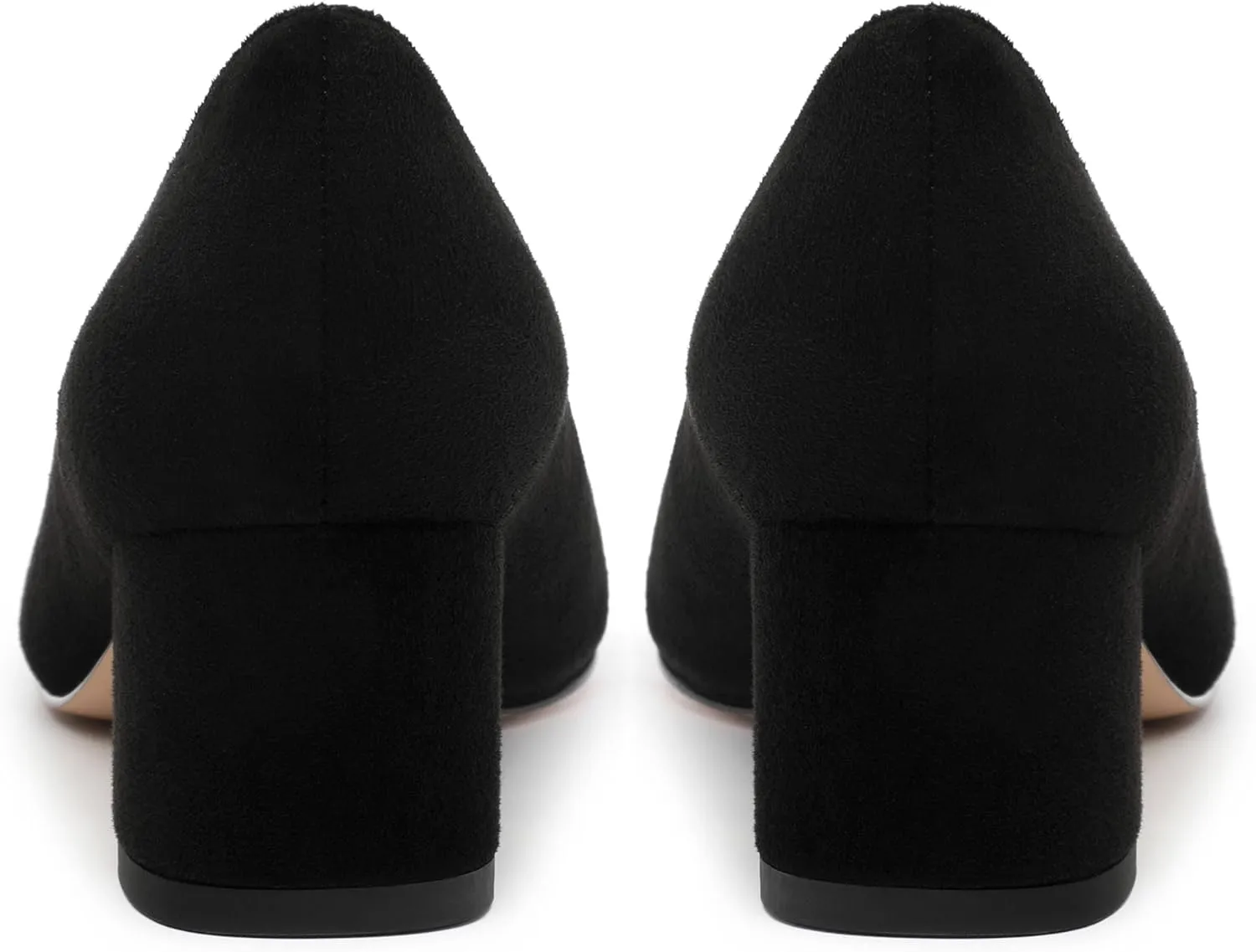 Women's Pumps, Round Closed Toe Low Chunky Heels, Fashion Slip On Comfort Solid Faux Suede Pump Shoes for Women