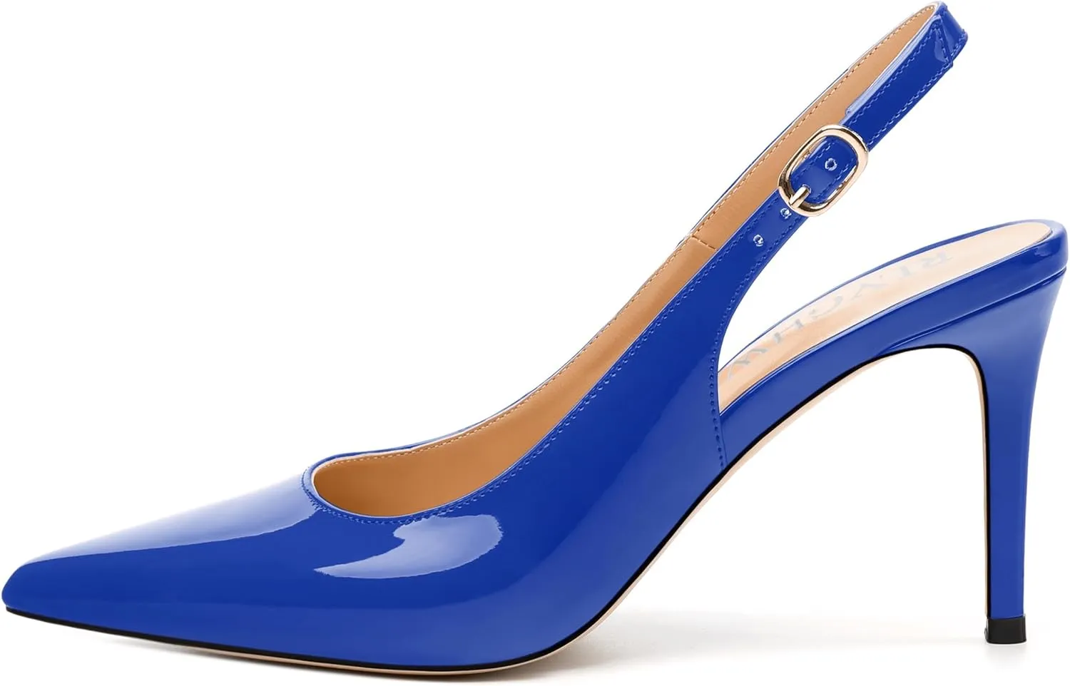 Women's Pumps, Slingback Pointed Toe Stiletto High Heels, Fashion Adjust Buckle Patent Shoes for Women 3.3 inch