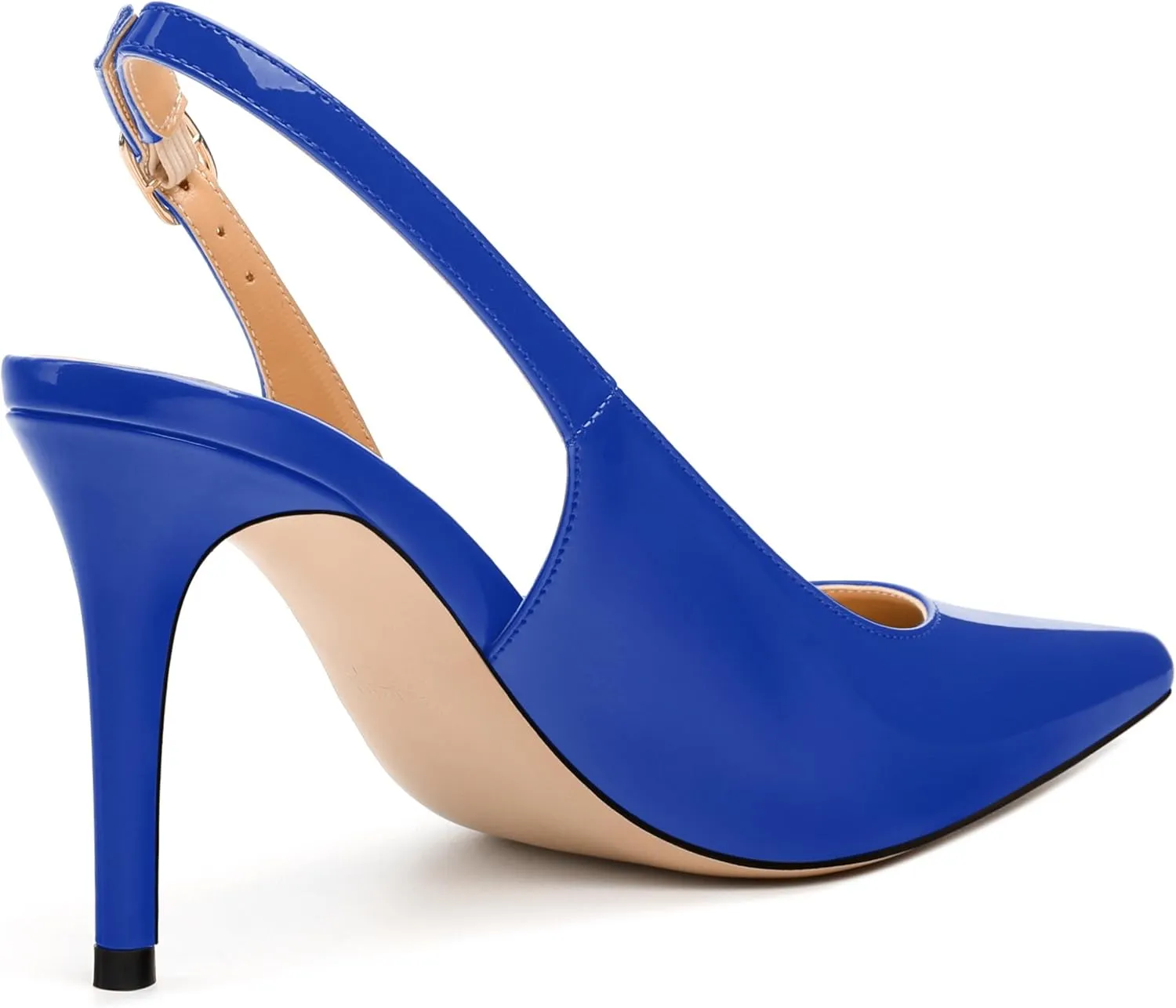 Women's Pumps, Slingback Pointed Toe Stiletto High Heels, Fashion Adjust Buckle Patent Shoes for Women 3.3 inch