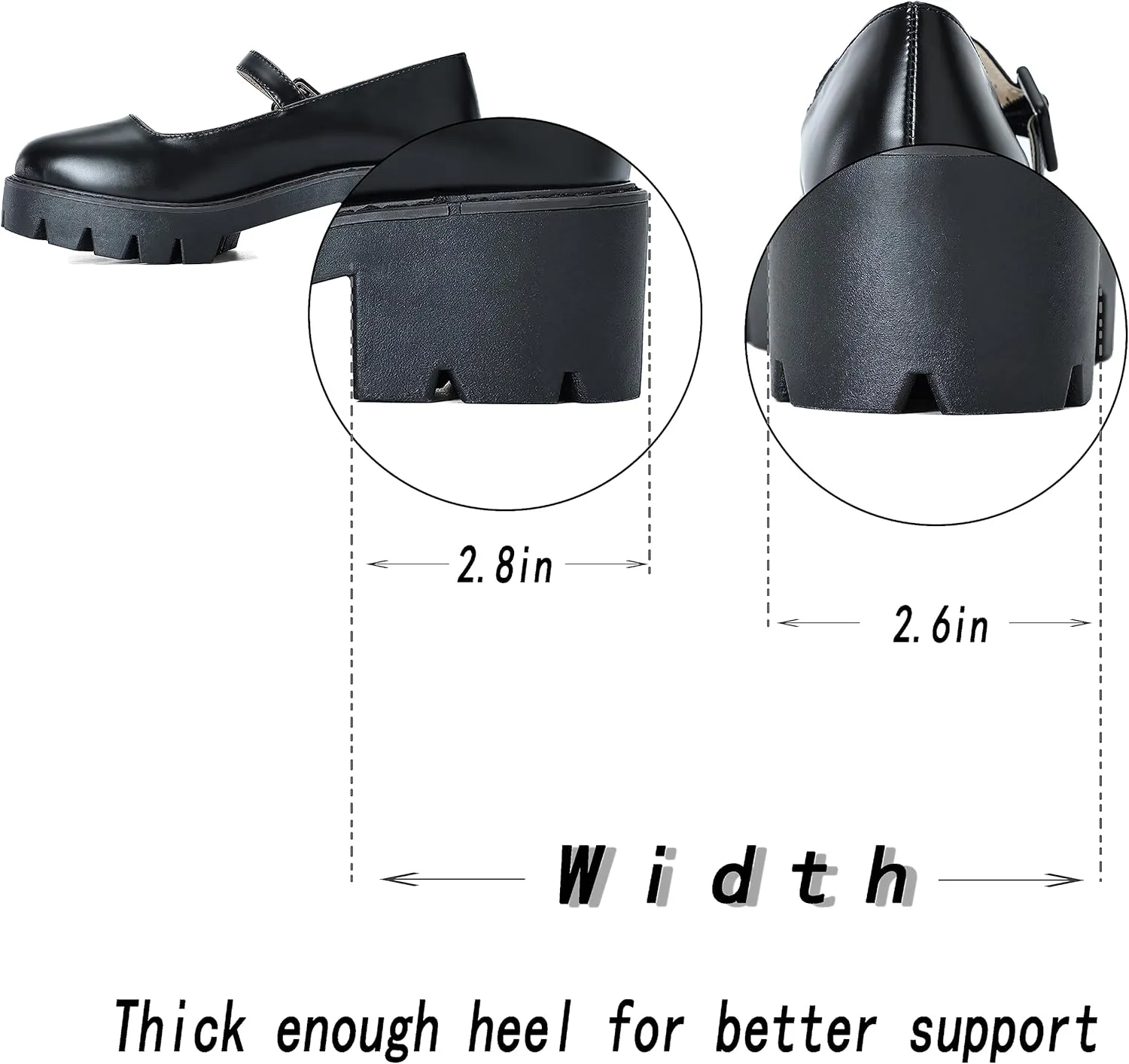Women's Round Toe Ankle Strap Mary Janes Platform Low Heel Chunky Pumps Oxford Dress Shoes